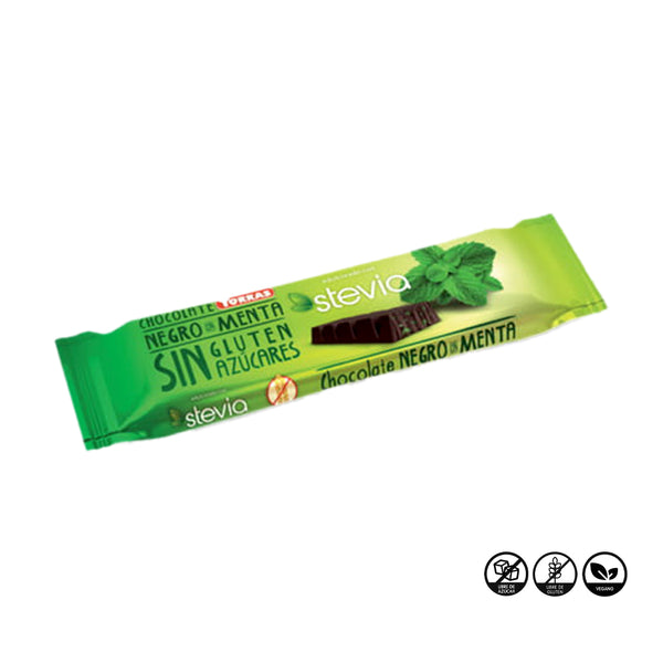 Mini Chocolate Negro 60% Cacao con Menta y Stevia, 35g