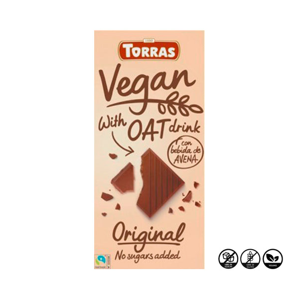 Chocolate Negro 43% Cacao extracto de avena y pasta de avellana, 100g
