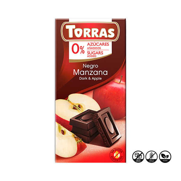 Chocolate Negro 52% Cacao con Manzana Sin Azúcar, 75g