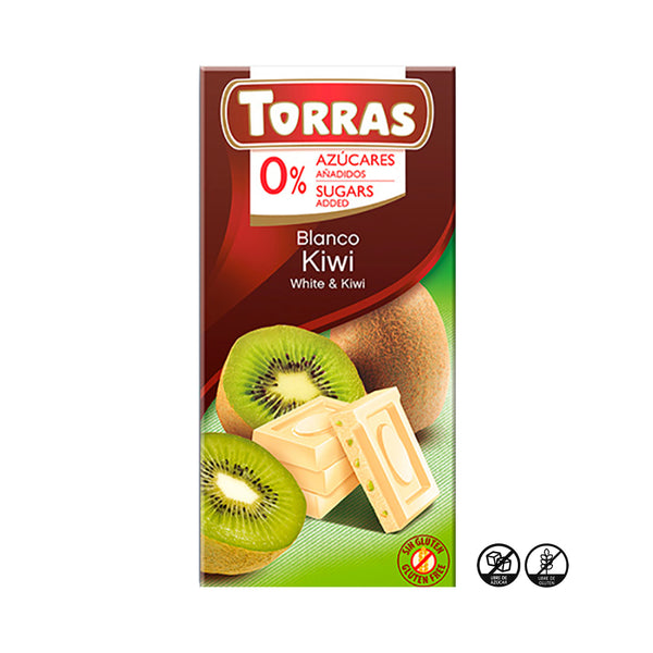 Chocolate Blanco con Kiwi Sin Azúcar, 75g