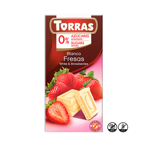 Chocolate Blanco con Fresas Sin Azúcar, 75g