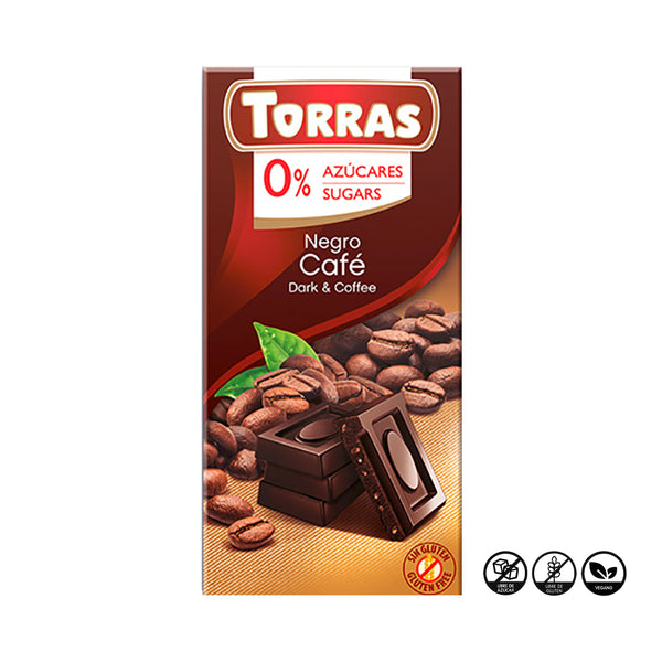 Chocolate Negro 52% Cacao con café Sin Azúcar, 75g