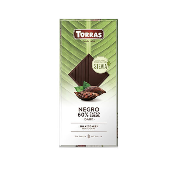 Chocolate negro 60% cacao sin azucar stevia