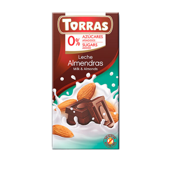 Chocolate con leche y almendras sin azucar